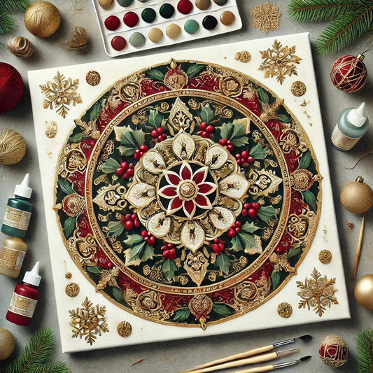 "Serenity Mandalas" Series - Christmas P4#13 | Original Paint by Numbers 🎨&💎 Diamond Painting (16"x16" / 40x40cm)