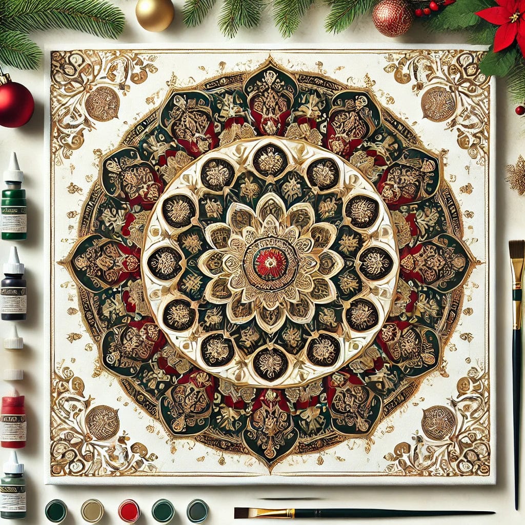 "Serenity Mandalas" Series - Christmas P4#14 | Original Paint by Numbers 🎨&💎 Diamond Painting (16"x16" / 40x40cm)