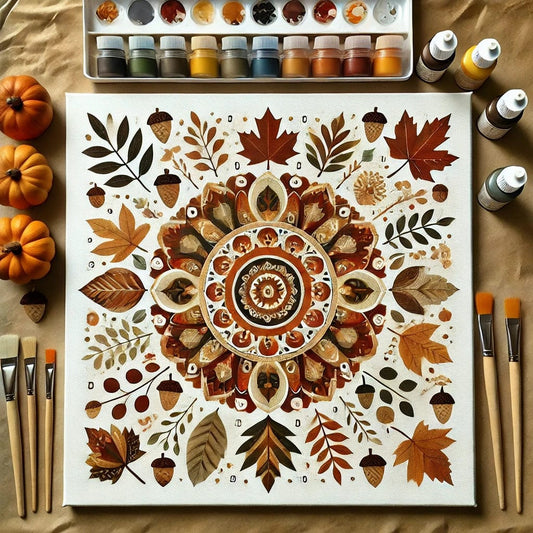 "Serenity Mandalas" Series - Autumn #02 | Original Paint by Numbers 🎨&💎 Diamond Painting (16"x16" / 40x40cm)