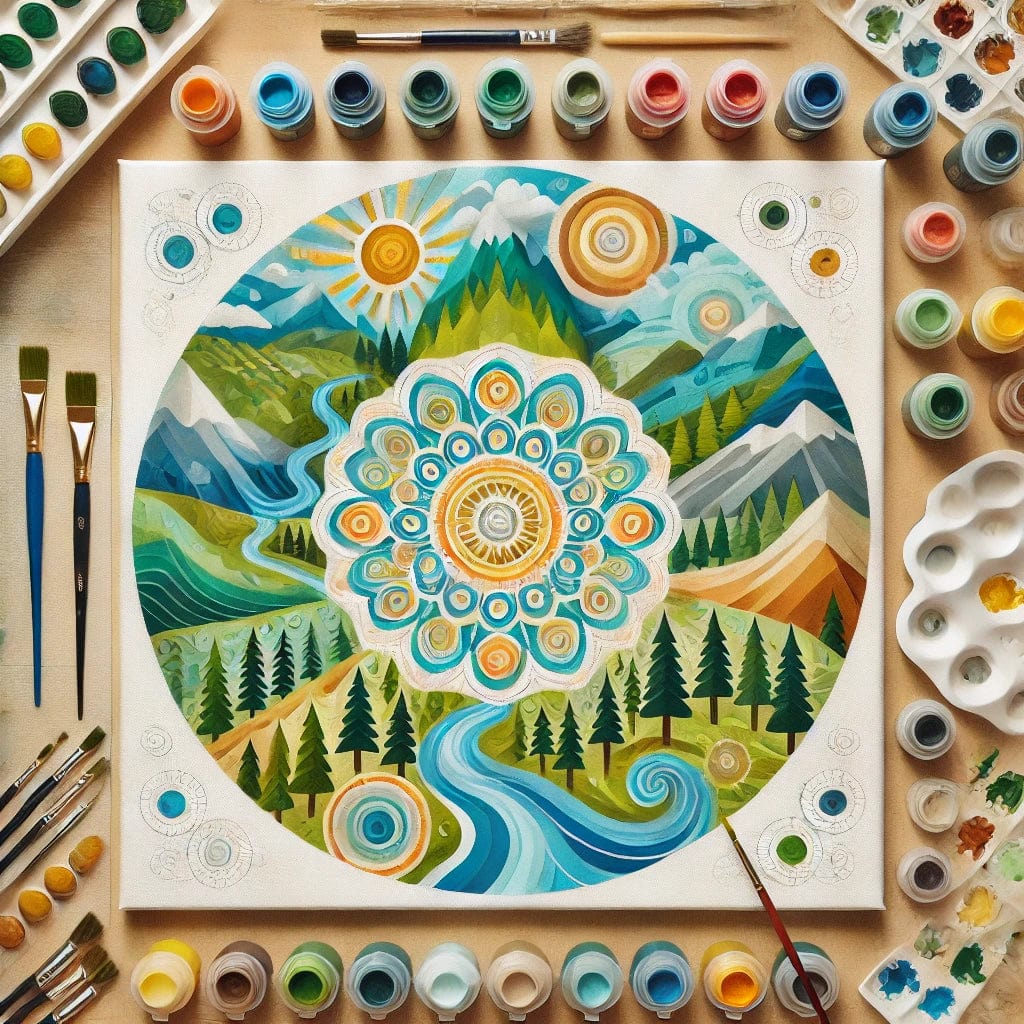 "Serenity Mandalas" Series - Mountain P5#05 | Original Paint by Numbers 🎨&💎 Diamond Painting (16"x16" / 40x40cm)