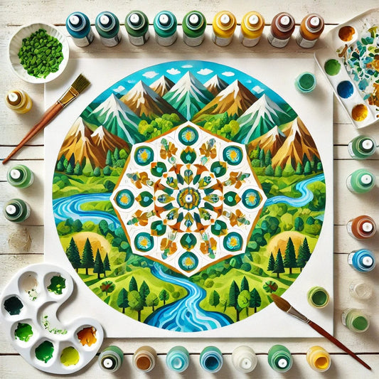 "Serenity Mandalas" Series - Mountain P5#06 | Original Paint by Numbers 🎨&💎 Diamond Painting (16"x16" / 40x40cm)