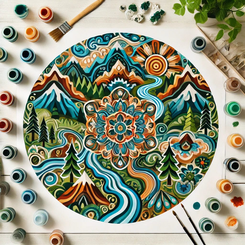 "Serenity Mandalas" Series - Mountain P5#09 | Original Paint by Numbers 🎨&💎 Diamond Painting (diameter 16" / 40cm)