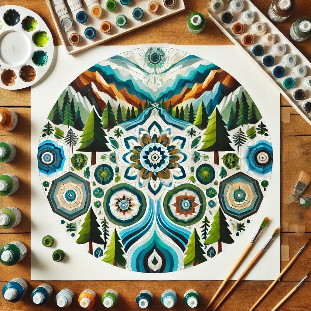 "Serenity Mandalas" Series - Mountain P5#11 | Original Paint by Numbers 🎨&💎 Diamond Painting (16"x16" / 40x40cm)