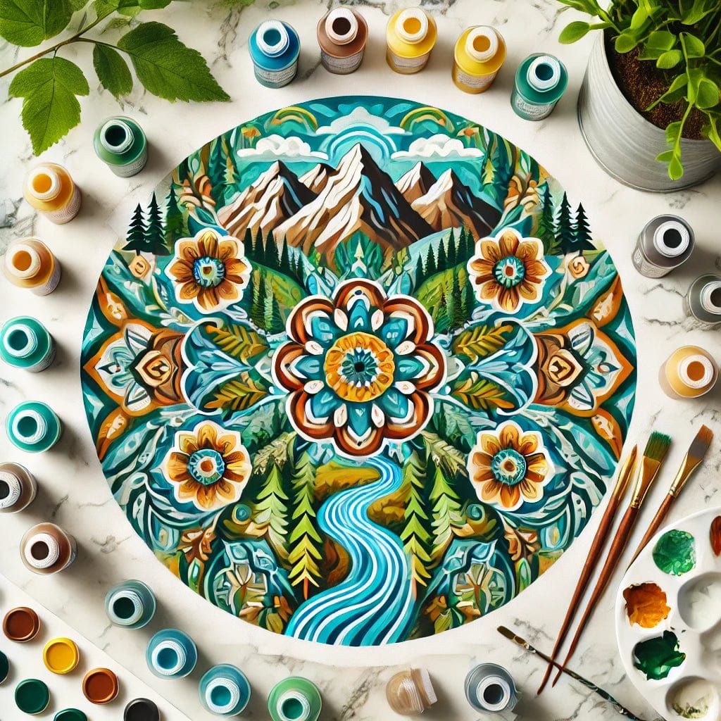 "Serenity Mandalas" Series - Mountain P5#12 | Original Paint by Numbers 🎨&💎 Diamond Painting (diameter 16" / 40cm)