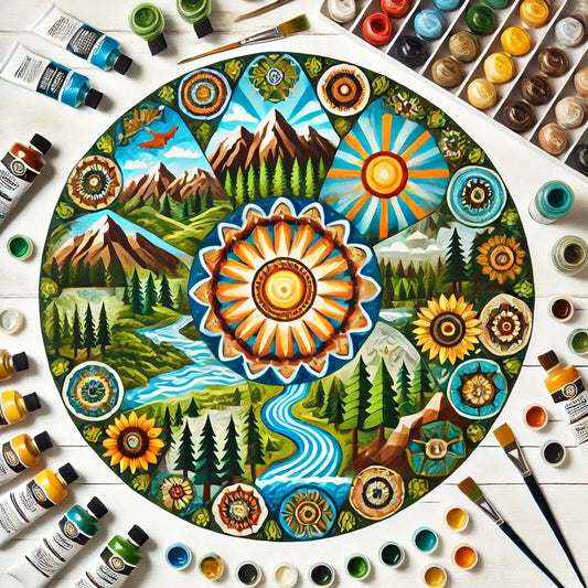 "Serenity Mandalas" Series - Mountain P5#14 | Original 🎨 Paint by Numbers | 💎 Diamond Painting (diameter 16" / 40cm)