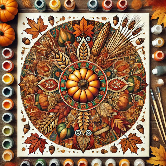 "Serenity Mandalas" Series - Thanksgiving P7#29 | Original Paint by Numbers 🎨&💎 Diamond Painting (16"x16" / 40x40cm)