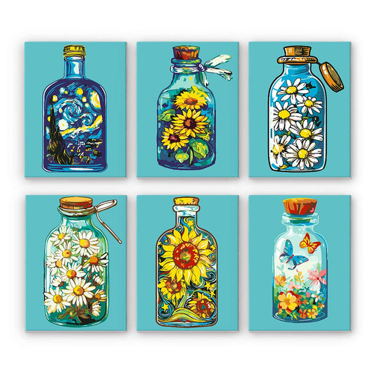 6 Mini Paintings – Bloom in a Bottle Set (5.9” x 7.9” / 15 x 20 cm)