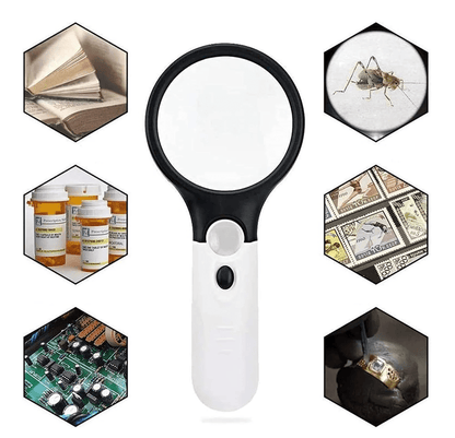 Mini Handheld Magnifiers(3 LED Light 45X Magnifying)