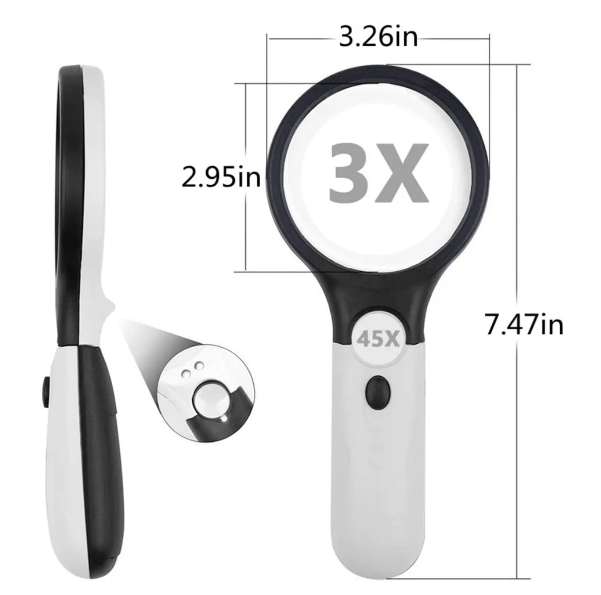 Mini Handheld Magnifiers(3 LED Light 45X Magnifying) – Colourmost