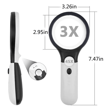 Mini Handheld Magnifiers(3 LED Light 45X Magnifying)