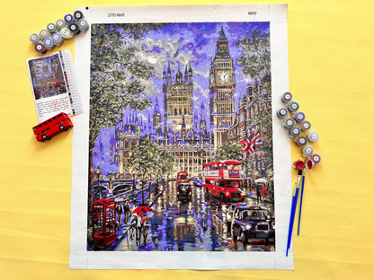 ColourMost™ DIY Painting By Numbers - 'Moon Over London' (16"x20")