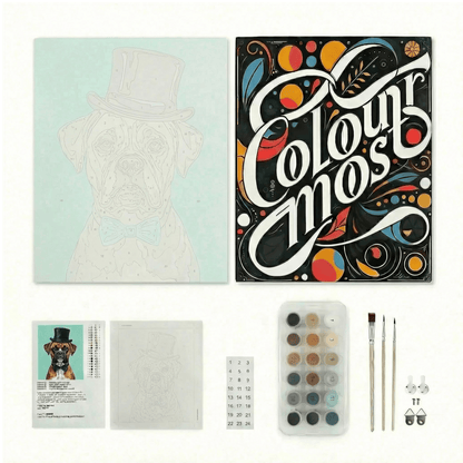 Boxer | "Blooming Pets" Original Paint by Numbers (16"x20" / 40x50cm)