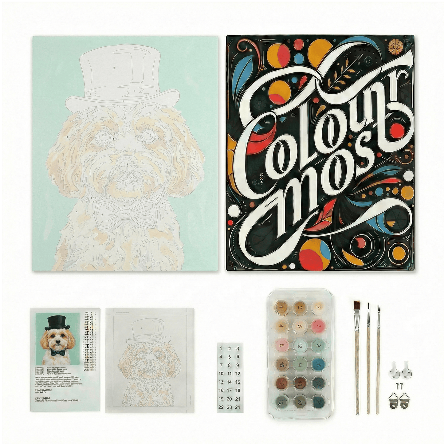 Cavachon | "Dapper Pets" Original Paint by Numbers (16"x20" / 40x50cm)