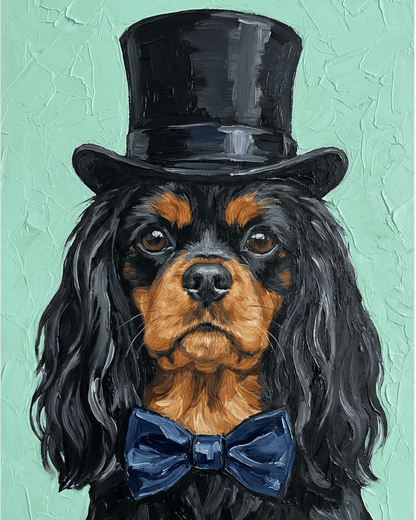 Cavalier King Charles Spaniel - Black & Tan | "Blooming Pets" Original Paint by Numbers (16"x20" / 40x50cm)
