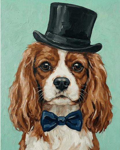 Cavalier King Charles Spaniel - Blenheim | "Dapper Pets" Original Paint by Numbers (16"x20" / 40x50cm)