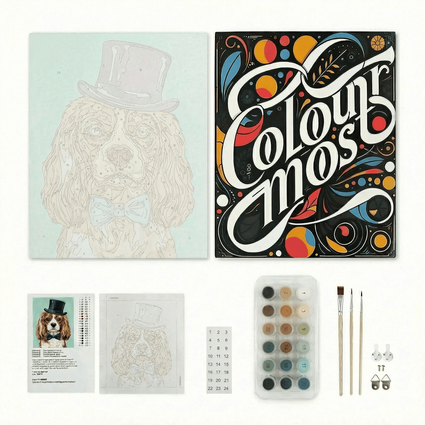 Cavalier King Charles Spaniel - Blenheim | "Dapper Pets" Original Paint by Numbers (16"x20" / 40x50cm)