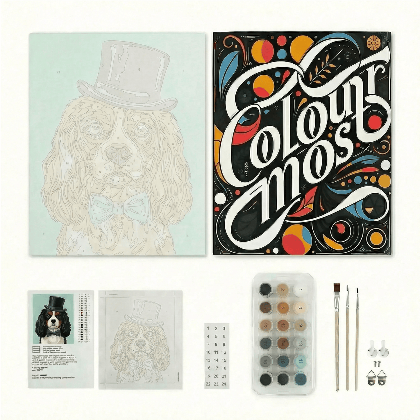 Cavalier King Charles Spaniel - Tricolor | "Dapper Pets" Original Paint by Numbers (16"x20" / 40x50cm)