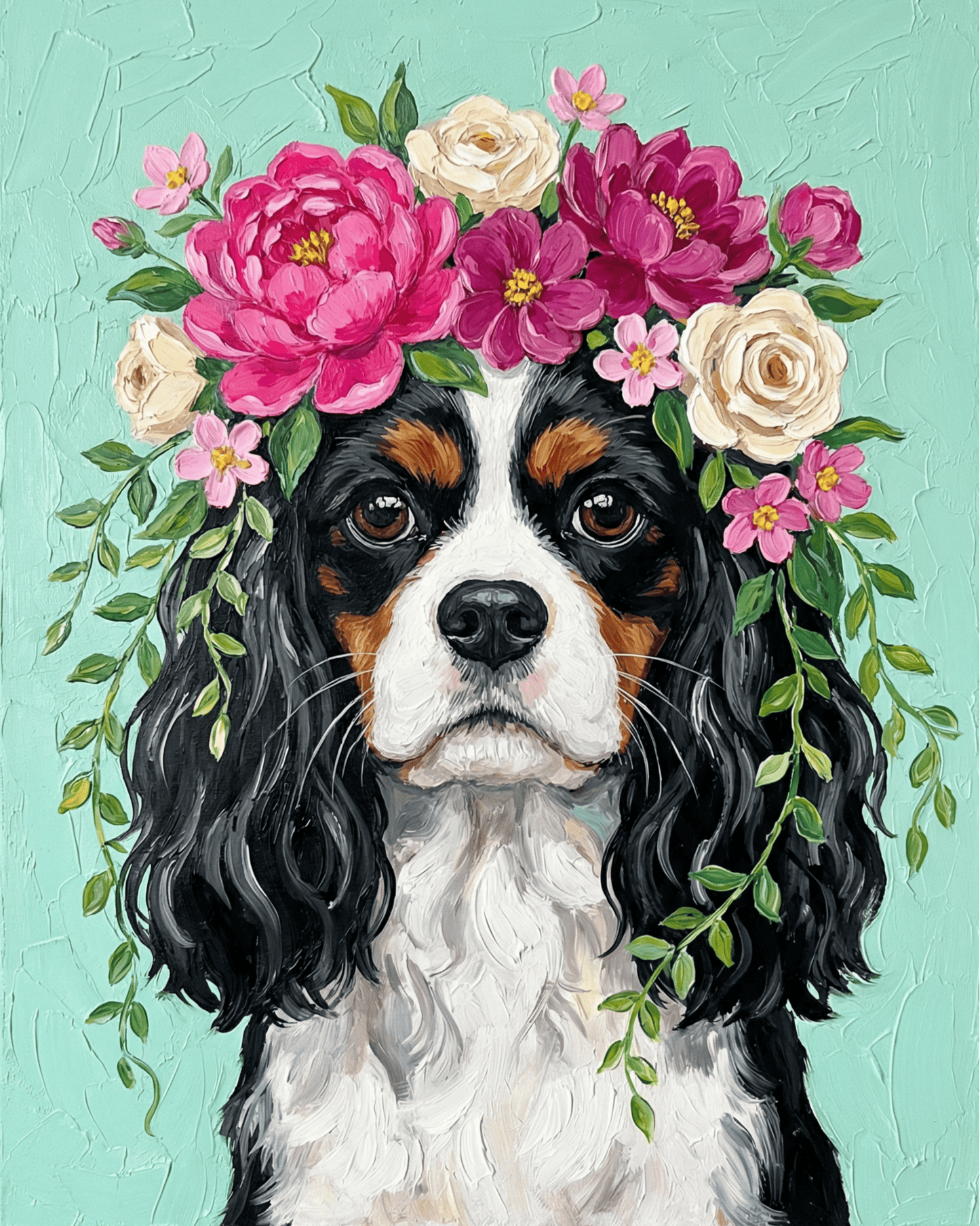 Cavalier King Charles Spaniel - Tricolor | "Dapper Pets" Original Paint by Numbers (16"x20" / 40x50cm)