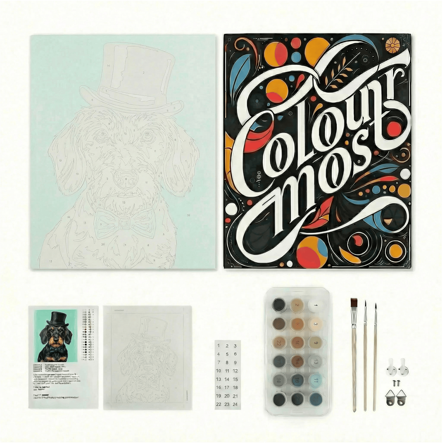 Wire-haired Black & Tan Dachshund | "Blooming Pets" Original Paint by Numbers (16"x20" / 40x50cm)