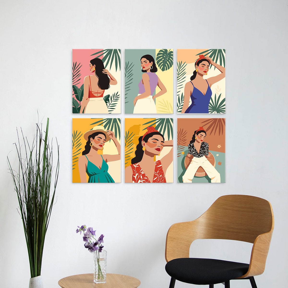 Mini Paint by Numbers Kit – Tropical Muse | 6 Canvas Panels