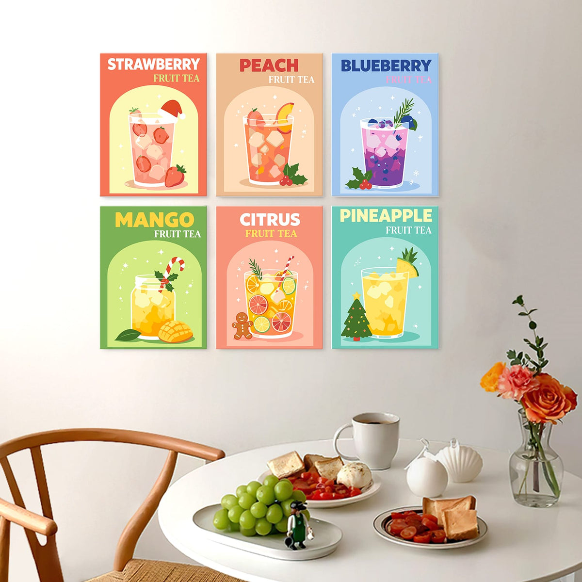 Mini Paint by Numbers Kit - Fruity Sips ｜6 Canvas Panels