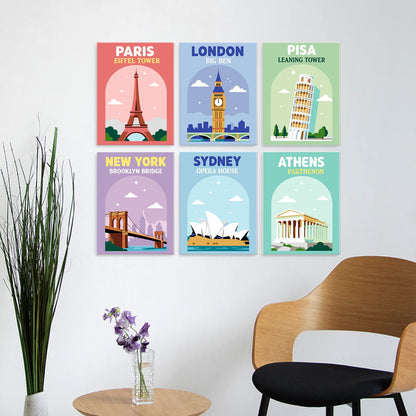 Mini Paint by Numbers Kit - Around the World ｜6 Canvas Panels