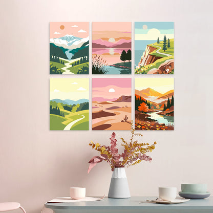 Mini Paint by Numbers Kit - Wander & Wonder ｜6 Canvas Panels