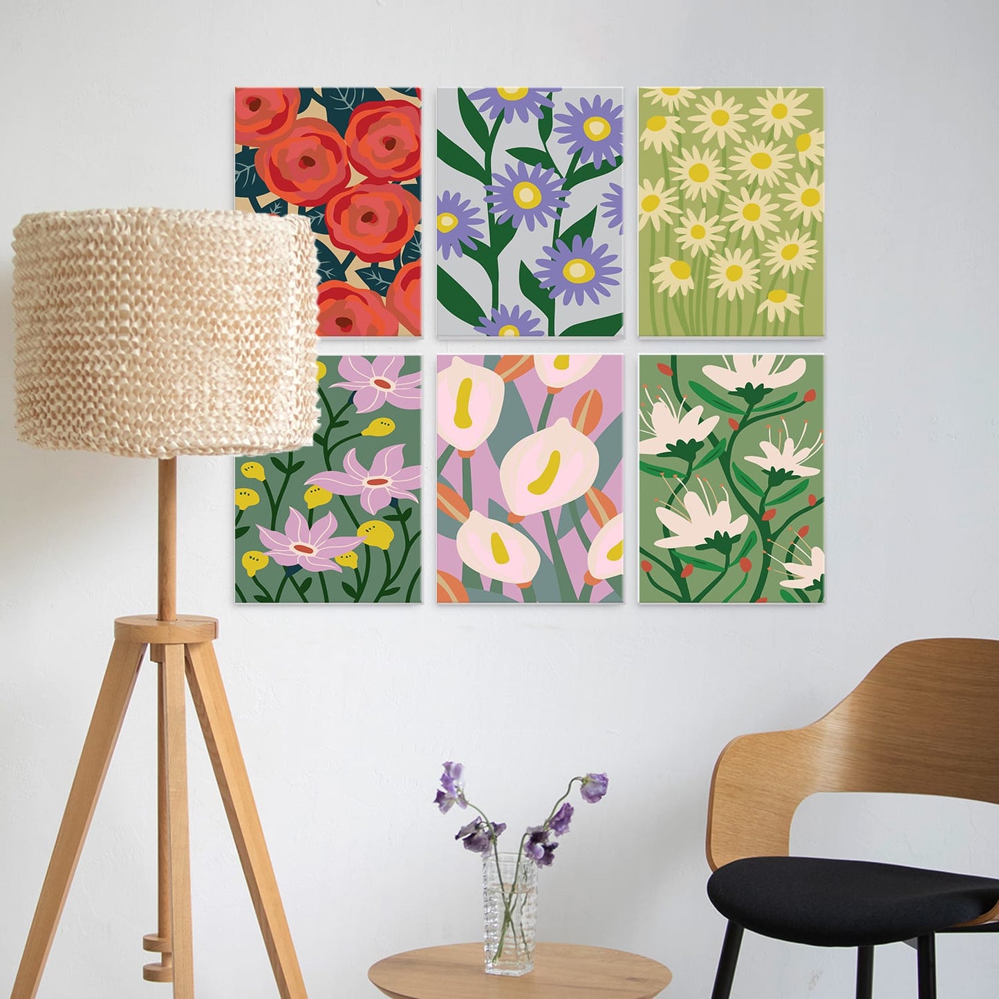 Mini Paint by Numbers Kit - Blooming Patterns ｜6 Canvas Panels