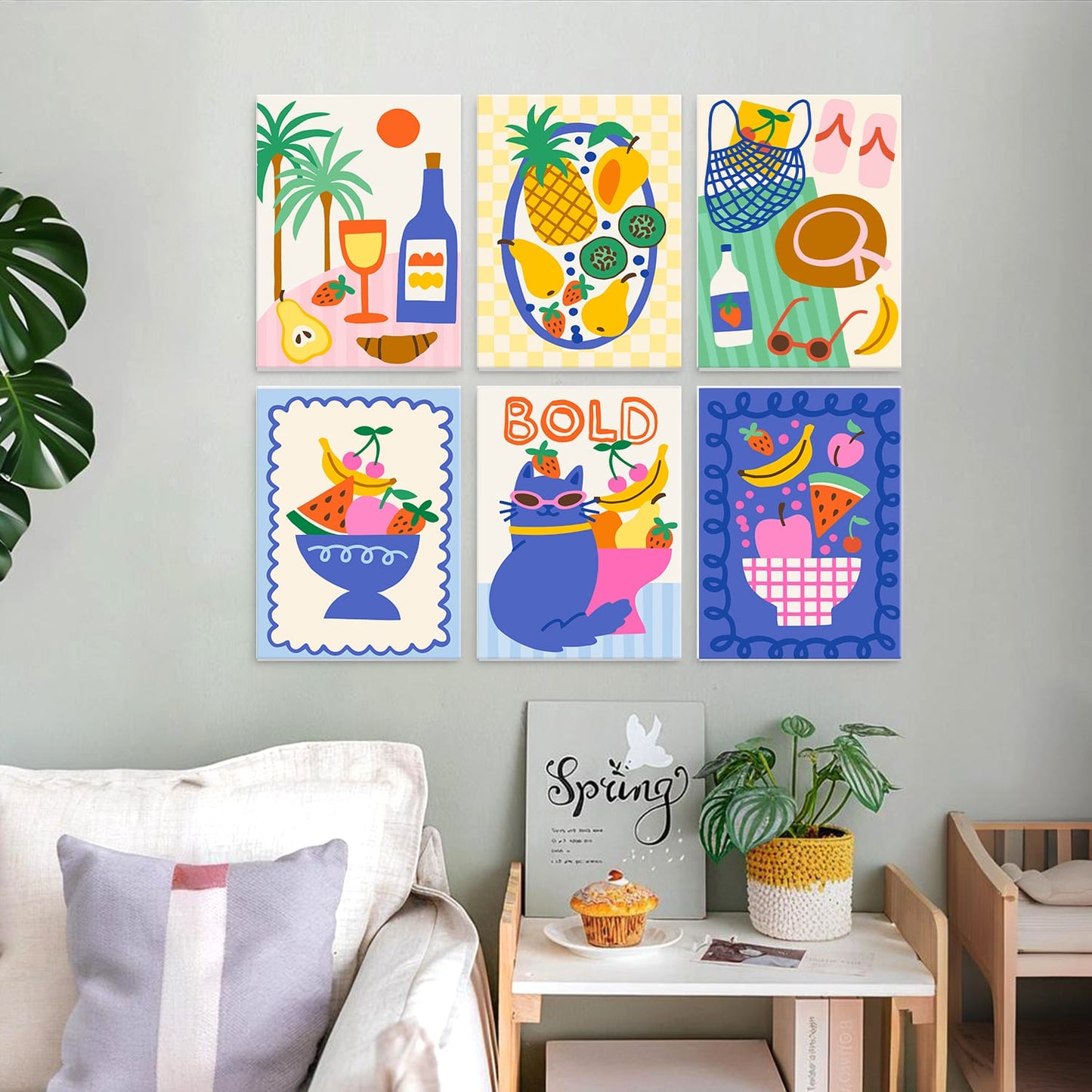 Mini Paint by Numbers Kit - Fruit & Fun ｜6 Canvas Panels