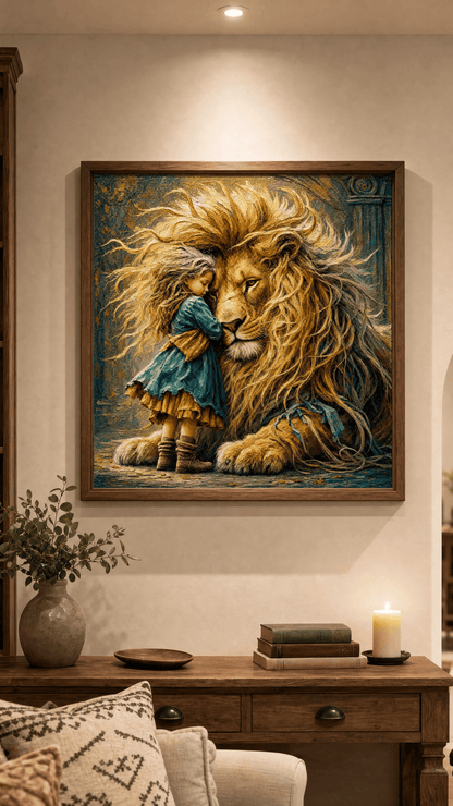 Lion's Embrace ｜ Original Paint by Numbers (16"x16" / 40x40cm)