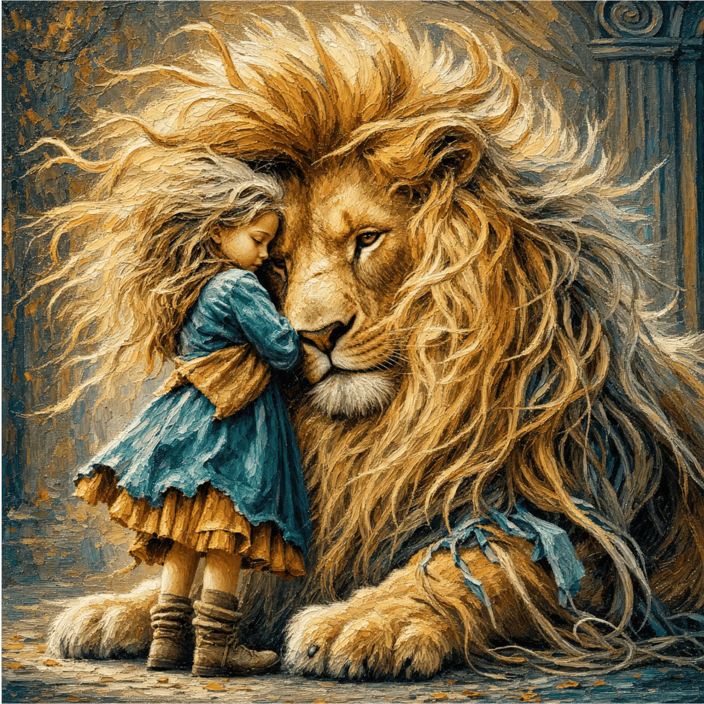 Lion's Embrace ｜ Original Paint by Numbers (16"x16" / 40x40cm)