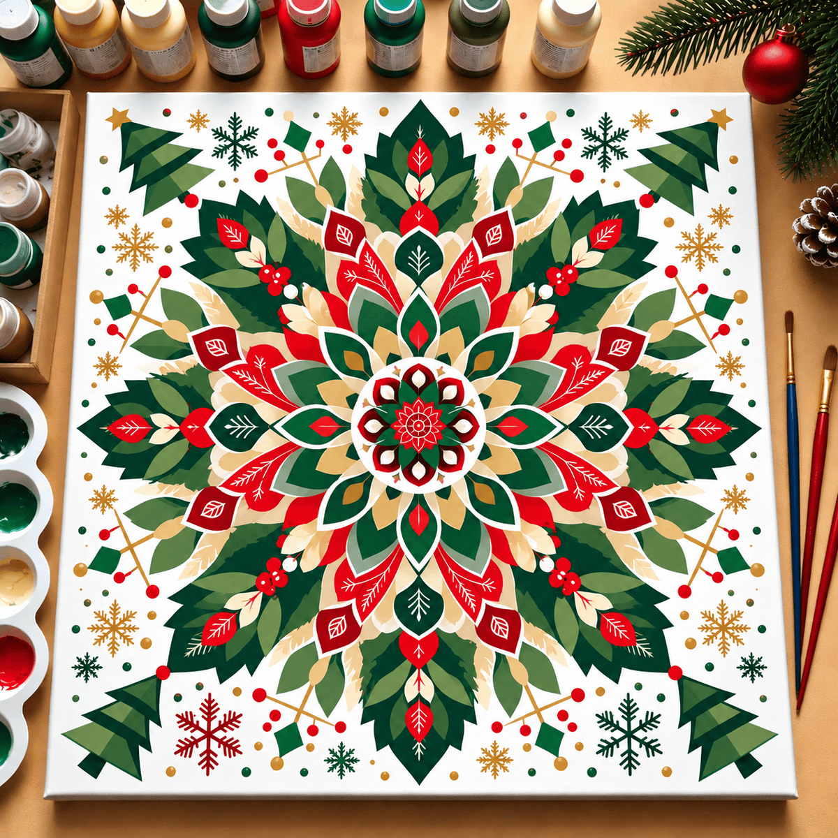 "Serenity Mandalas" Series by ColourMost™ - Christmas #01 | Original 🎨 Paint by Numbers | 💎 Diamond Painting (16"x16" / 40x40cm)