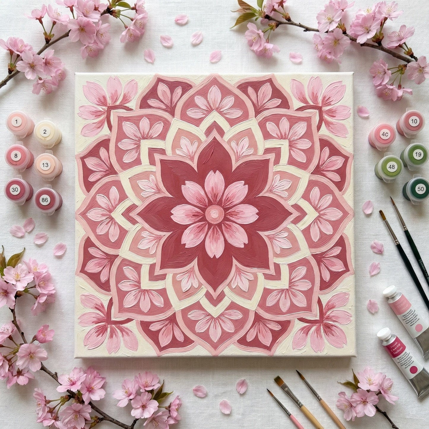 "Serenity Mandalas" Series - P260322#02 | Original Paint by Numbers (16"x16" / 40x40cm)