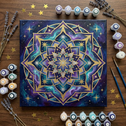 "Serenity Mandalas" Series - P260322#03 | Original Paint by Numbers (16"x16" / 40x40cm)