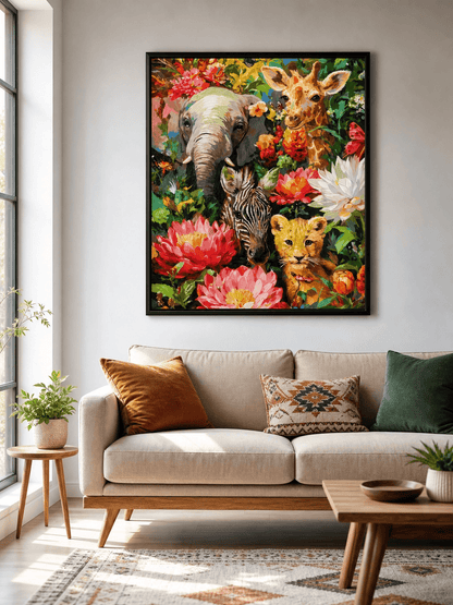 Zebra & Her Friends ｜ DIY Paint by Numbers (16"x20" / 40x50cm)