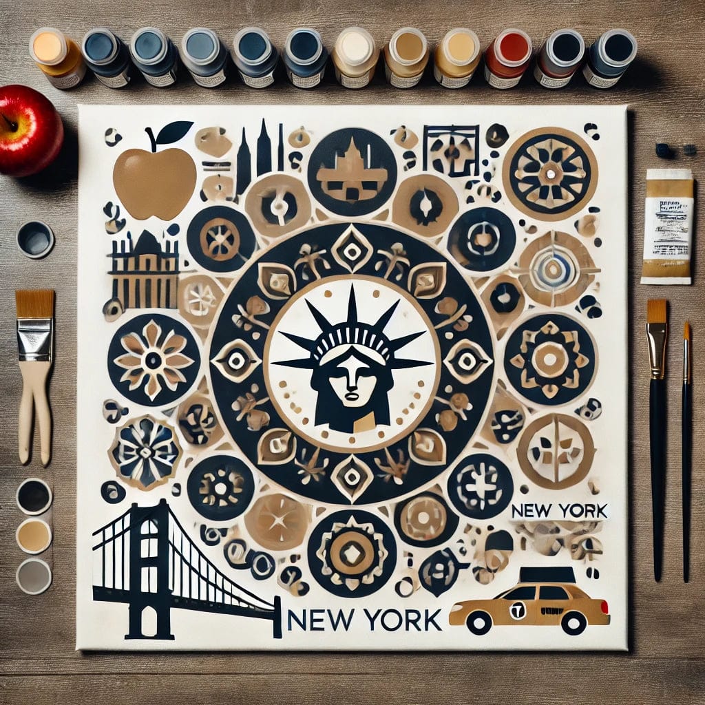 "Serenity Mandalas" Series by ColourMost™ - New York #08 | Original Paint by Numbers (16"x16" / 40x40cm)