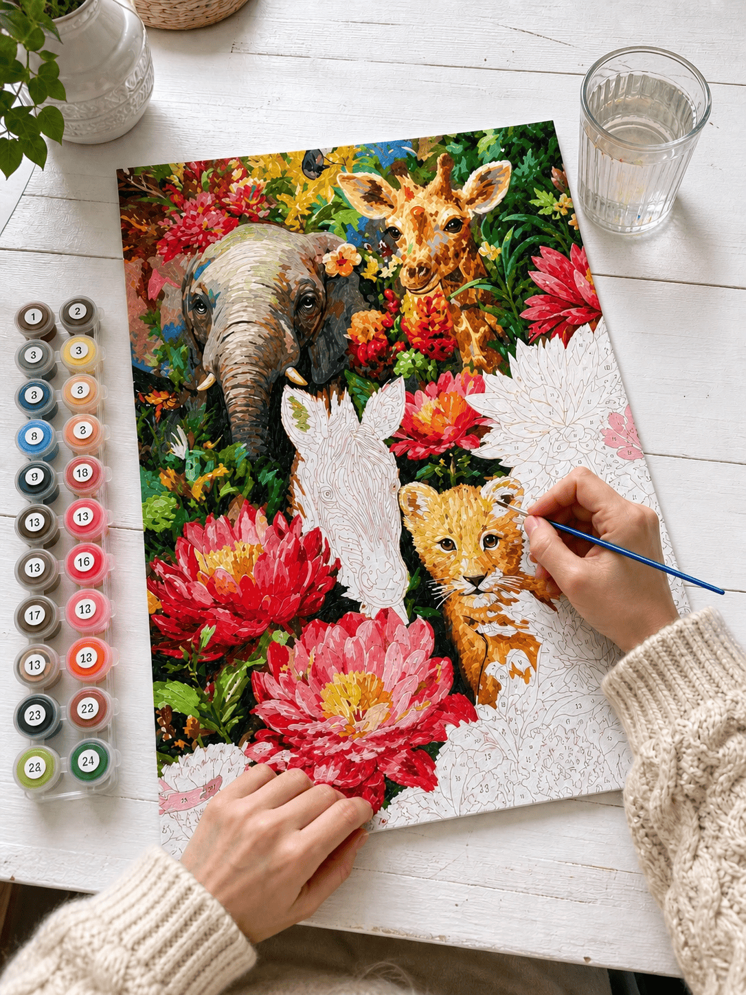 Zebra & Her Friends ｜ DIY Paint by Numbers (16"x20" / 40x50cm)