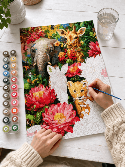 Zebra & Her Friends ｜ DIY Paint by Numbers (16"x20" / 40x50cm)