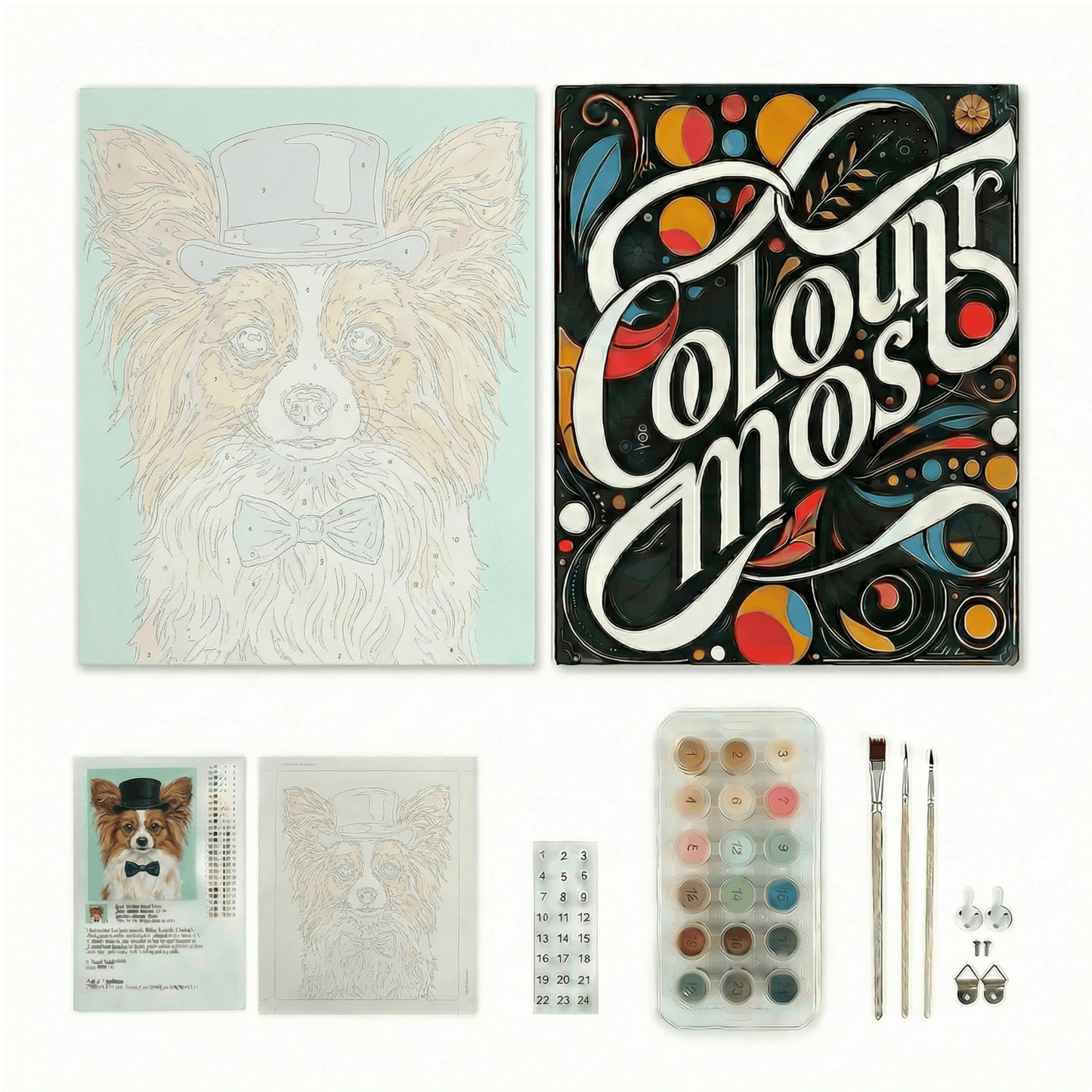 Papillon | "Blooming Pets" Original Paint by Numbers (16"x20" / 40x50cm)