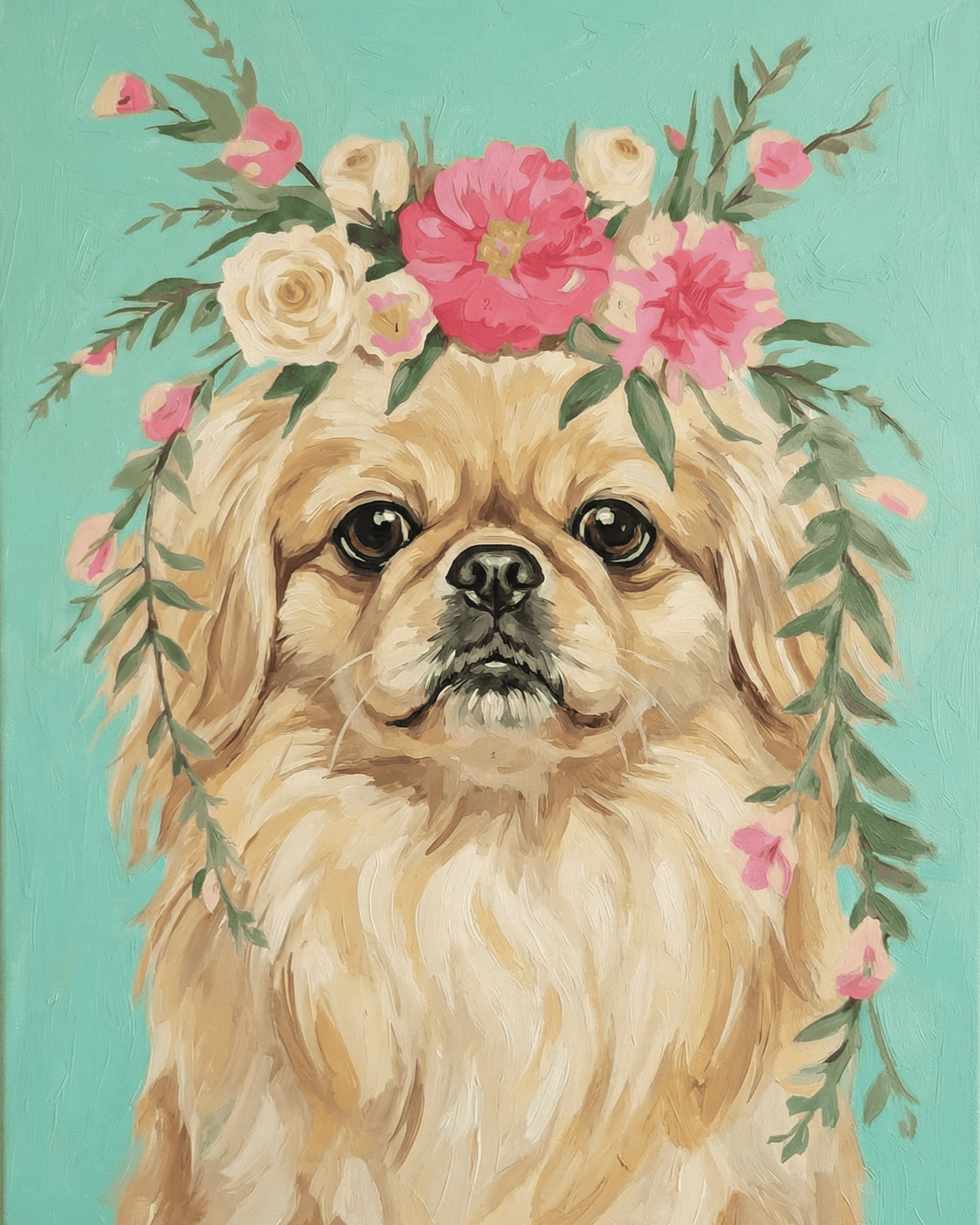 Pekingese | "Blooming Pets" Original Paint by Numbers (16"x20" / 40x50cm)