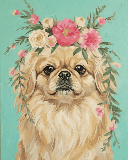 Pekingese | "Blooming Pets" Original Paint by Numbers (16"x20" / 40x50cm)