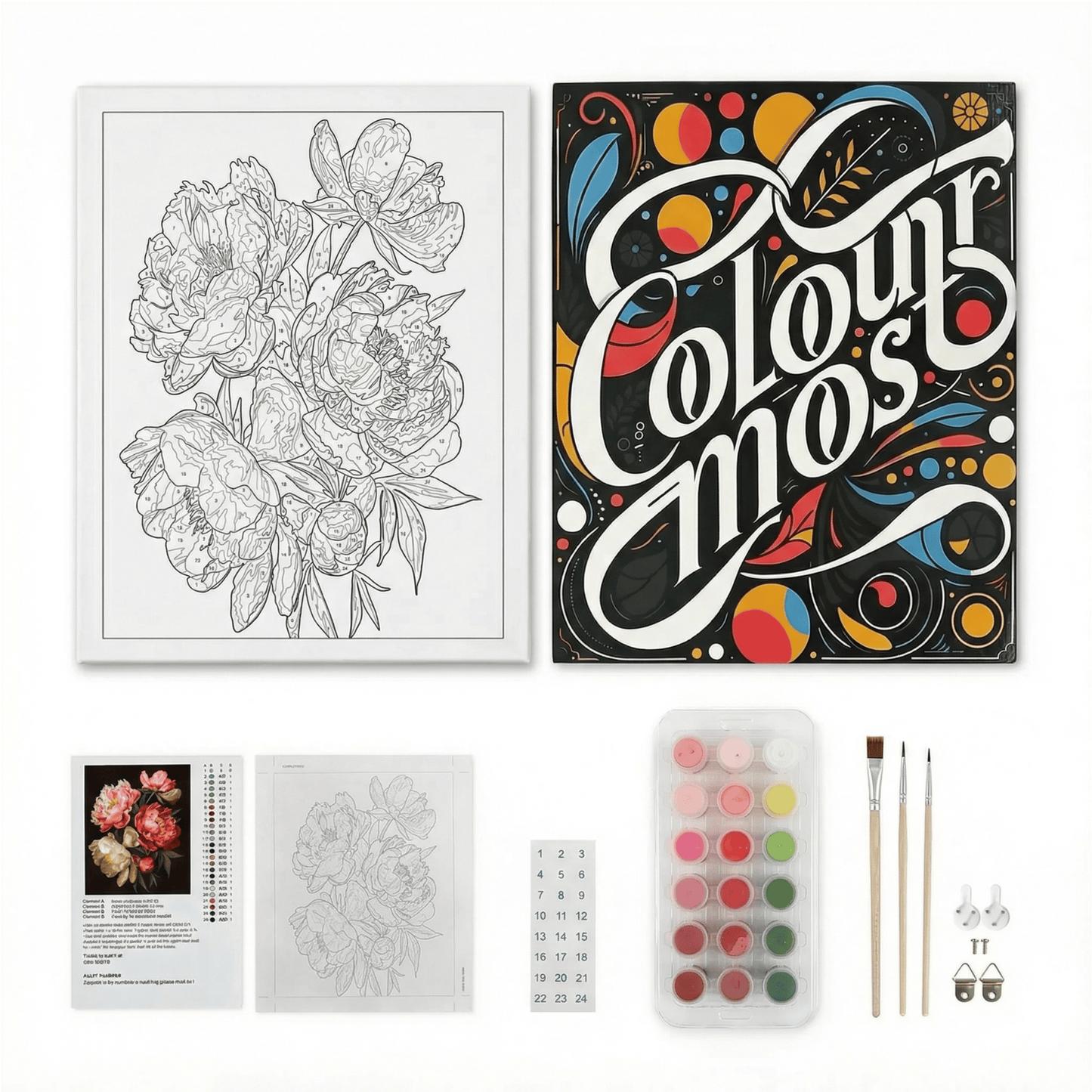 Peonies in Midnight | "Vibrant Botanicals" Paint by Numbers (16"x20" / 40x50cm)