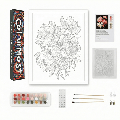 Peonies in Midnight | "Vibrant Botanicals" Paint by Numbers (16"x20" / 40x50cm)