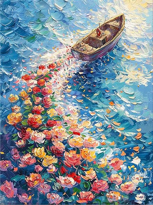 "Flower Boat" Paint by Numbers Kit (16"x20" / 40x50cm)