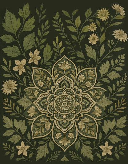 "Serenity Mandalas" Series - Botanical P251107#01 | Original Paint by Numbers | Diamond Painting (16"x20" / 40x50cm)