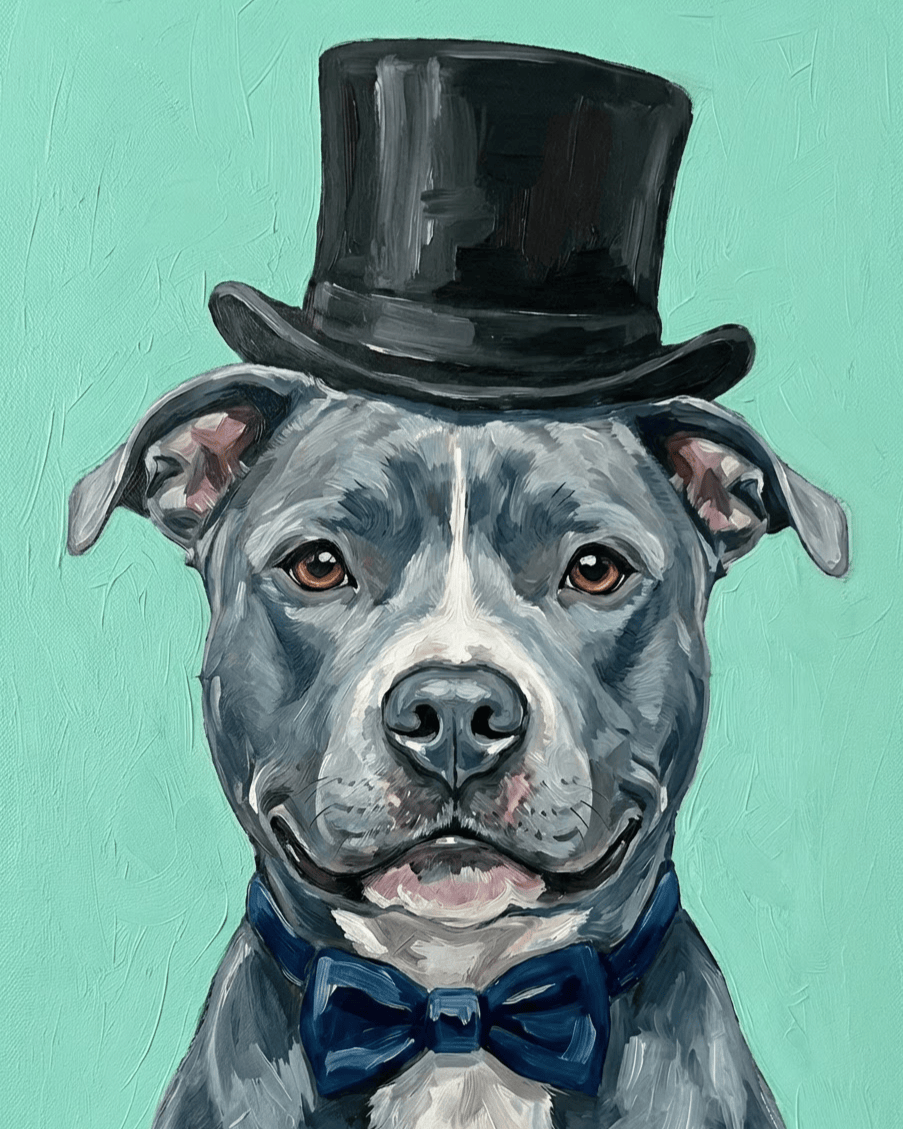Pitbull | "Blooming Pets" Original Paint by Numbers (16"x20" / 40x50cm)