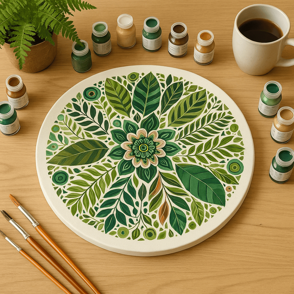 "Serenity Mandalas" Series - Botanical P12#29 | Original Paint by Numbers (40×40cm)