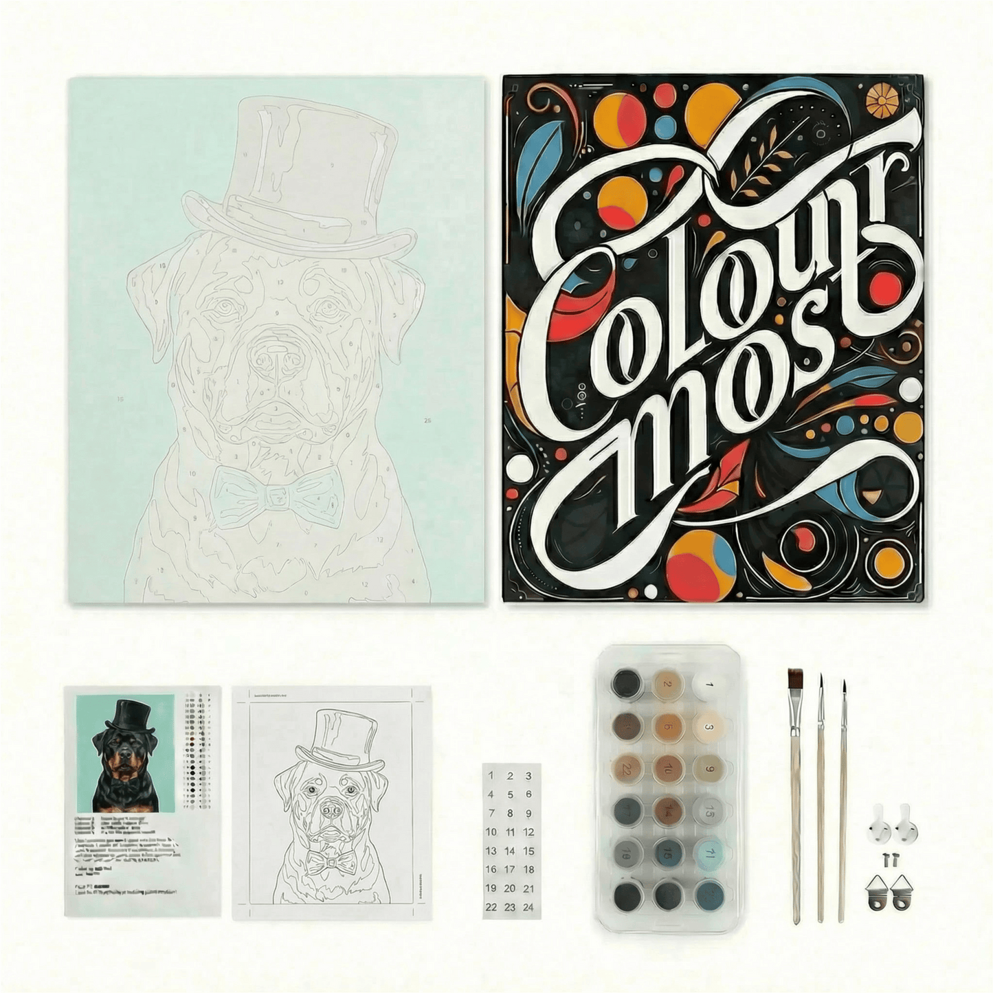 Rottweiler | "Blooming Pets" Original Paint by Numbers (16"x20" / 40x50cm)