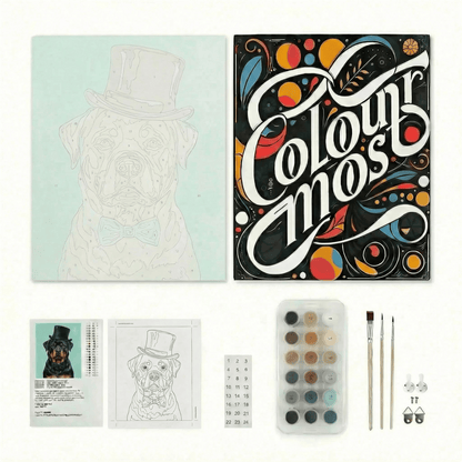 Rottweiler | "Blooming Pets" Original Paint by Numbers (16"x20" / 40x50cm)