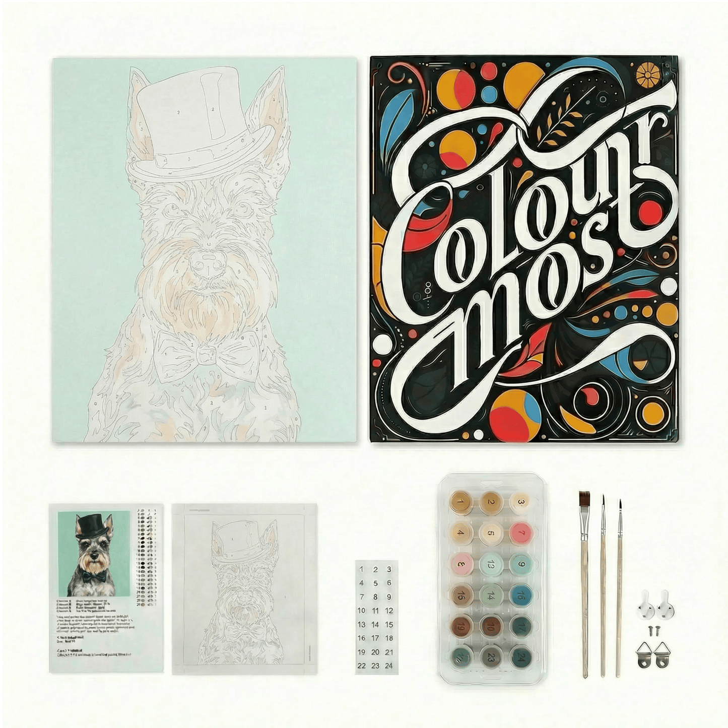 Schnauzer | "Blooming Pets" Original Paint by Numbers (16"x20" / 40x50cm)